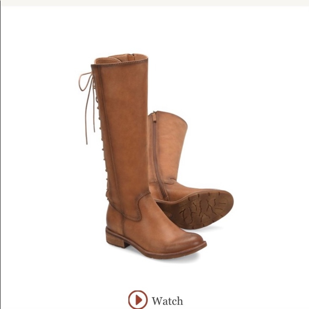 Sofft leather boots w/lace-up back detail